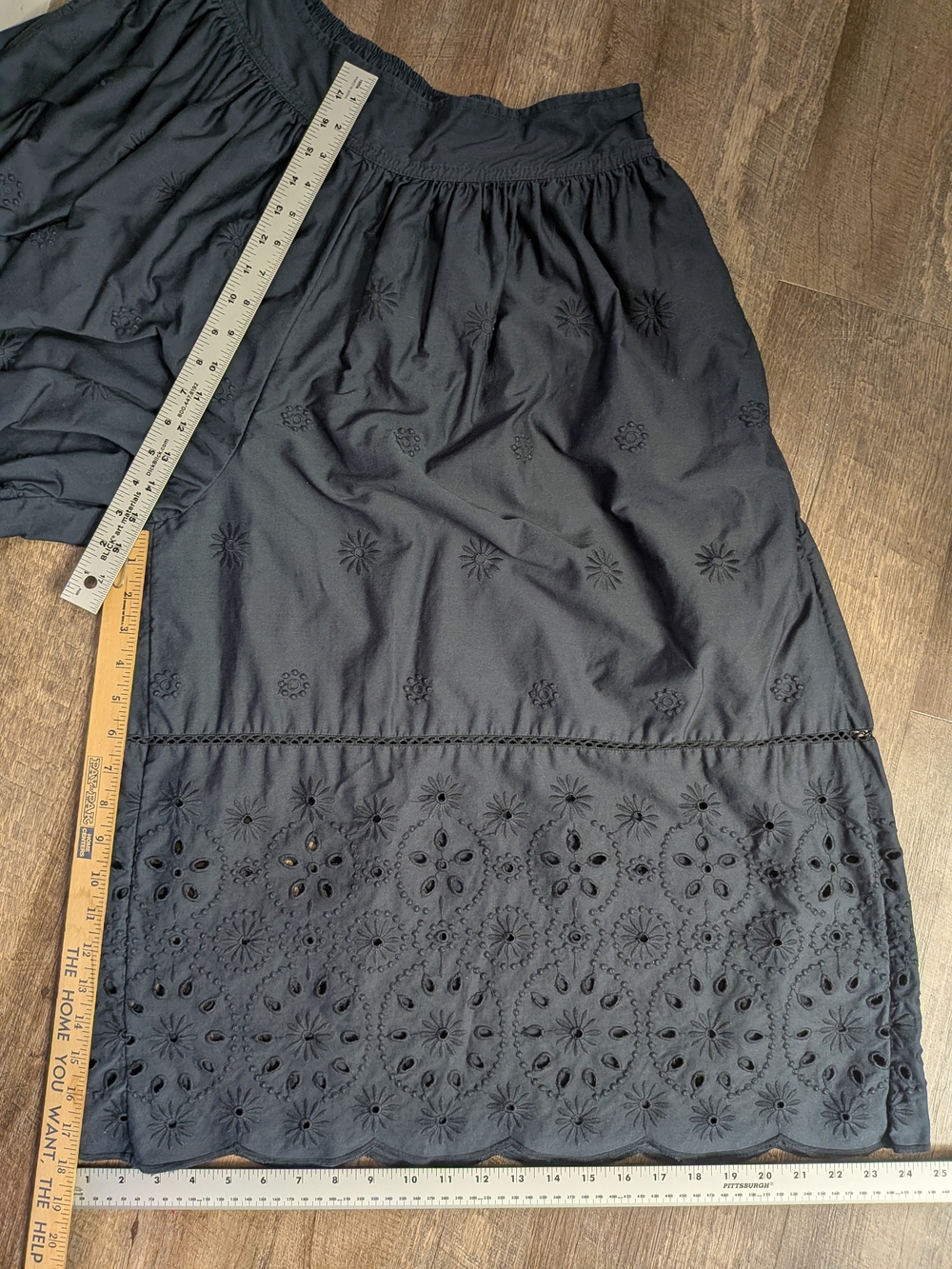 Maeve By Anthro Embroidered Skirty Culottes Eyelet Wide-Leg Dark Navy Sz M - Picture 13 of 14